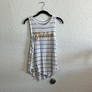 White and blue striped tank top